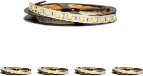 LED strip 12V 5M 5050 IP20 60LED / m (5 stuks) - Koel wit licht - Overig - Pack de 5 - Wit Froid 6000K - 8000K - IP20 - SILUMEN