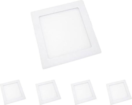 Downlight-LED 24W Slim Vierkant WIT (5 stuks) - Wit licht - Alliage acier inoxydable - wit - Pack de 5 - Wit Neutre 4000K - 5500K - SILUMEN