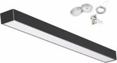 LED batten 120cmx5cm 48W Hangend ZWART - Koel wit licht