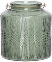 Lantaarn voor Kaarsen - Binnen en Buiten - Windlicht - Tafellamp - Donkergroen - 20cm - Glas