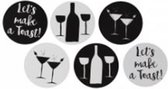 Dutch Rose Zwart/Wit Onderzetters - set van 6