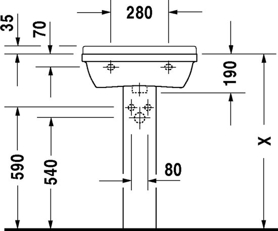 Lavabo 550x430 mm, avec un trou pour robinet, blanc