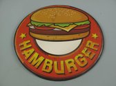 wandbord - retro reclame hamburger - Metaal - 0.3 cm hoog