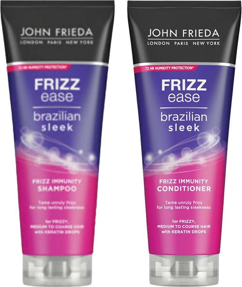 John Frieda Frizz Ease Brazillian Sleek - Shampoo 1x 250 ml&Conditioner 1x 250 ml - Pakket