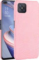 OPPO Reno 4 Z Hoesje - Mobigear - Croco Serie - Hard Kunststof Backcover - Roze - Hoesje Geschikt Voor OPPO Reno 4 Z