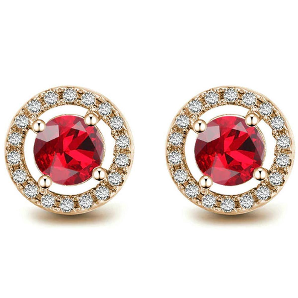 Victorious Dames Oorbellen – Rood Zirkonia Kristal – Rose Goud