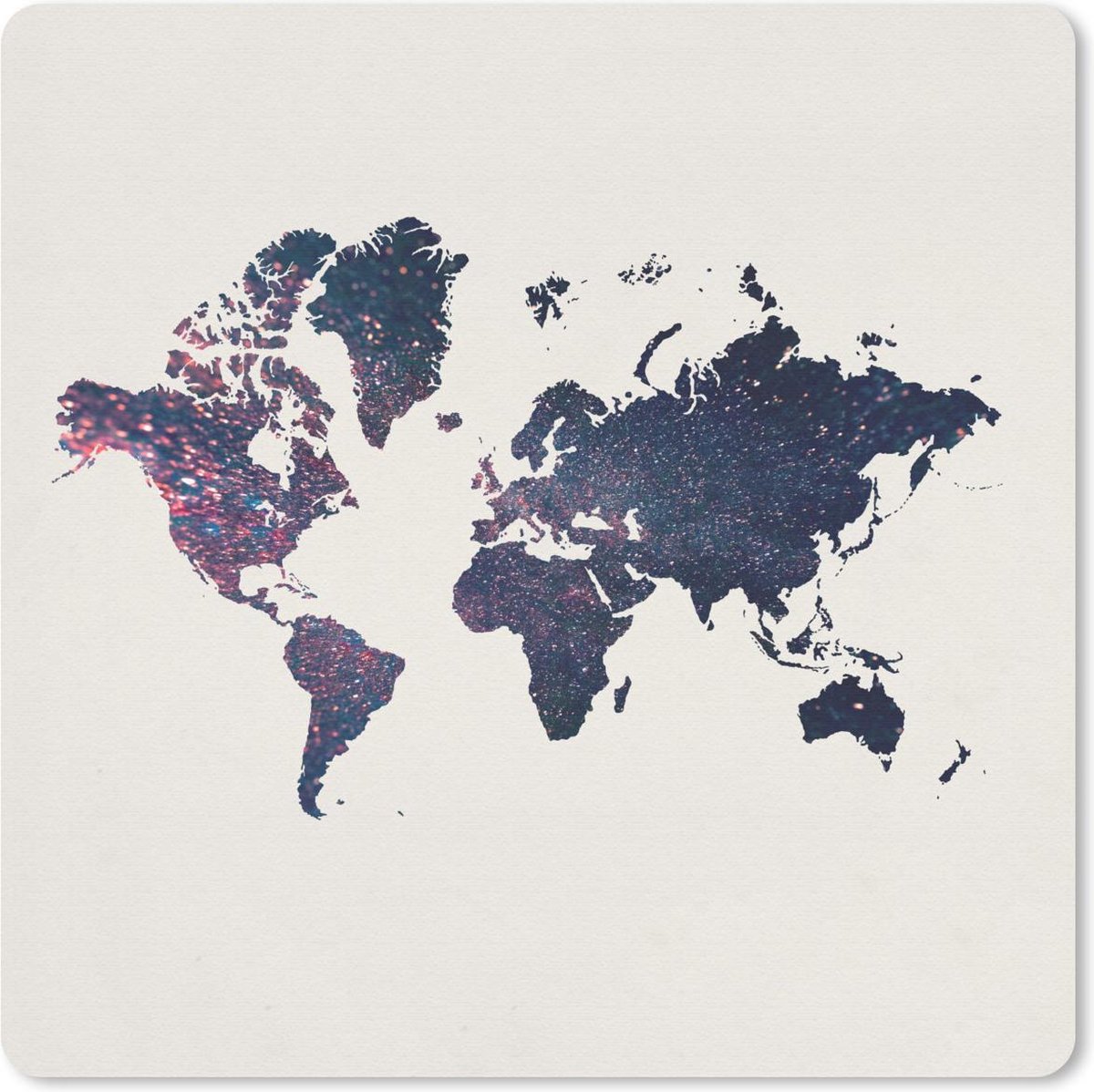 Muismat 30x30 cm - Mousepad Wereldkaart - Roze - Glitter - Muismatten