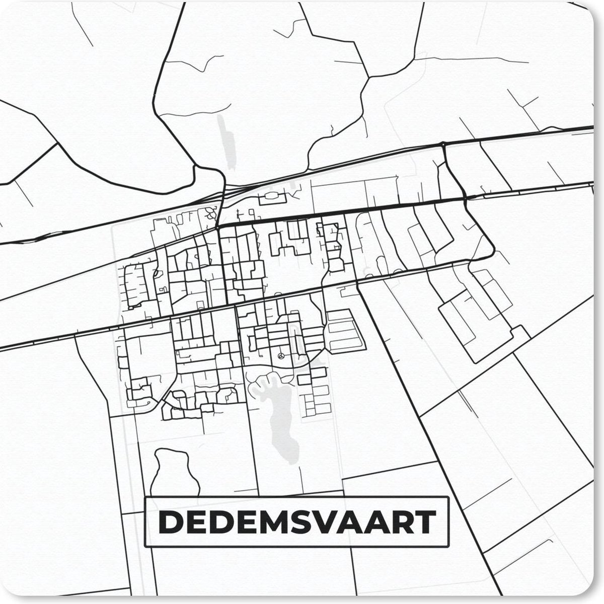Muismat 30x30 cm - Mousepad Kaart - Dedemsvaart - Zwart - Wit - Muismatten