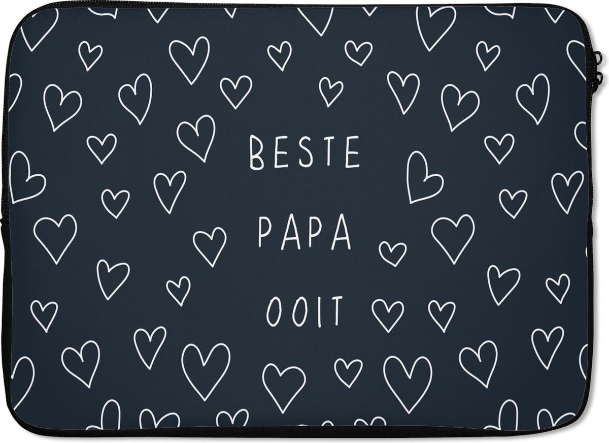 Laptophoes 14 inch - Papa - Vaderdag cadeau - Beste papa ooit - Quote - Spreuken - Laptop sleeve - Binnenmaat 33x23 cm - Zwarte achterkant