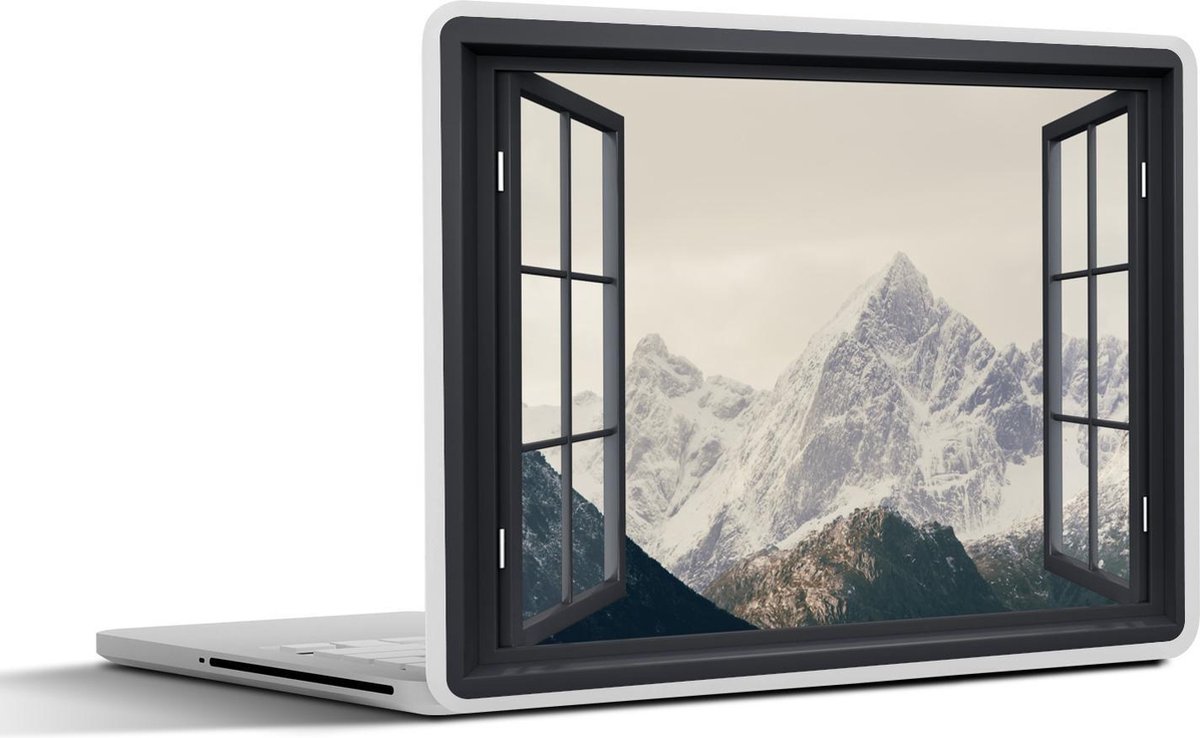 Laptop sticker - 11.6 inch - Doorkijk - Berg - Sneeuw - 30x21cm - Laptopstickers - Laptop skin - Cover