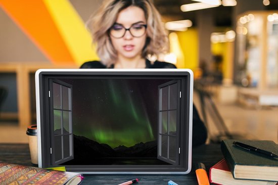 Autocollant pour ordinateur portable - 17,3 pouces - Voir à travers - Aurores boréales - Vert - 40x30cm - Autocollants pour ordinateur portable - Peau pour ordinateur portable - Couverture