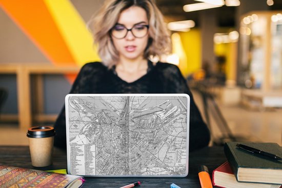 Laptop sticker - 14 inch - Stadskaart - Amsterdam - Antiek - 32x5x23x5cm - Laptopstickers - Laptop skin - Cover