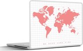 Laptop sticker - 17.3 inch - Wereldkaart - Vakken - Roze - 40x30cm - Laptopstickers - Laptop skin - Cover