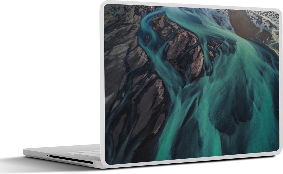 Afbeelding van product SleevesAndCases  Laptop sticker - 14 inch - Sneeuw - Rivier - Rots
