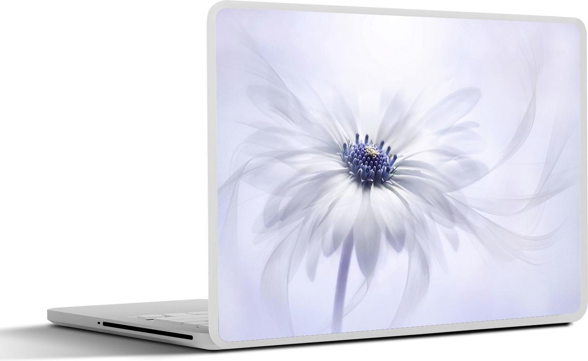 Laptop sticker - 15.6 inch - Bloem - Abstract - Wit - 36x27,5cm - Laptopstickers - Laptop skin - Cover