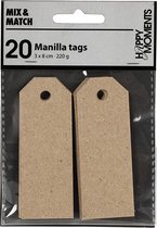 Manilla-labels, afm 3x8 cm, 220 gr, naturel, 20 stuk/ 1 doos