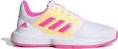 adidas Courtjam xJ  Sportschoenen - Maat 38 2/3 - Meisjes - wit/roze/oranje