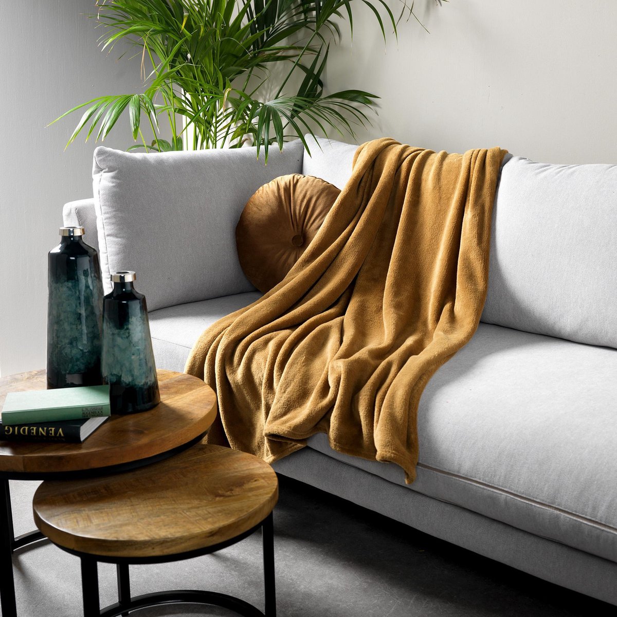 Dutch Decor HARVEY - Plaid 150x200 cm - superzachte deken van fleece - Tobacco Brown - bruin