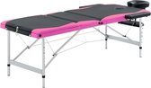 Medina Massagetafel inklapbaar 3 zones aluminium zwart en roze