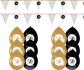 50 Jaar Versiering Festive Gold Feestpakket - 50 Jaar Decoratie - Ballonnen en Slingers