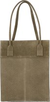 Manfield - Groene snakeskin shopper met laptopvak