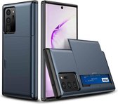 Voor Samsung Note20 Ultra schokbestendig robuust pantser beschermhoes met kaartsleuf (donkerblauw)