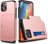 Voor iPhone 12 Pro 6.1 schokbestendig Rugged Armor beschermhoes met kaartsleuf (Rose Gold)