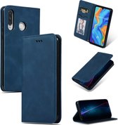 Retro Skin Feel Business Magnetische Horizontale Leren Flip Case voor Huawei P30 Lite (Marineblauw)