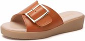 Casual Simple Antislip Slijtvaste Vierkante gesp Strandpantoffels Sandalen voor dames (Kleur: Oranje Maat: 38)