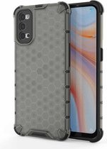 Voor OPPO Reno4 schokbestendige honingraat pc + TPU-behuizing (grijs)