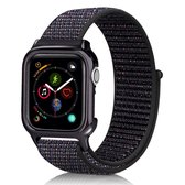 Eenvoudige mode nylon horlogeband met frame voor Apple Watch Series 5 & 4 44mm (officieel zwart)