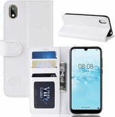 R64 Texture Single Fold Horizontale Flip Leather Case voor Huawei Y5 2019, met houder & kaartsleuven & portemonnee (wit)
