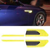 2 STKS Koolstofvezel Auto-Styling Spatbord Reflecterende Bumper Decoratieve Strip, Externe Reflectie + Binnenste Koolstofvezel (Lichtgeel)