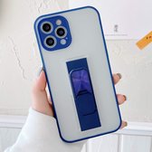 Doorschijnend Frosted TPU + PC magnetische beschermhoes met felle kleur onzichtbare beugel voor iPhone 12 Pro (saffierblauw)