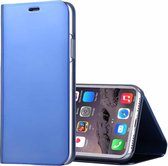 Voor iPhone X / XS galvaniseren spiegel horizontale flip lederen tas met houder (blauw)