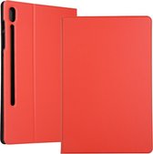 Voltage Elastic Texture Horizontal Flip Leather Case voor Galaxy Tab S6 T860, met houder (rood)
