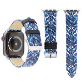 Doornen afdrukken lederen horlogebandje voor Apple Watch Series 5 & 4 40mm / 3 & 2 & 1 38mm (blauw)