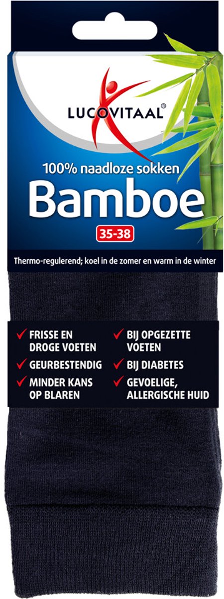 Lucovitaal Bamboe Sok Lang Blauw Maat 35-38 1 paar