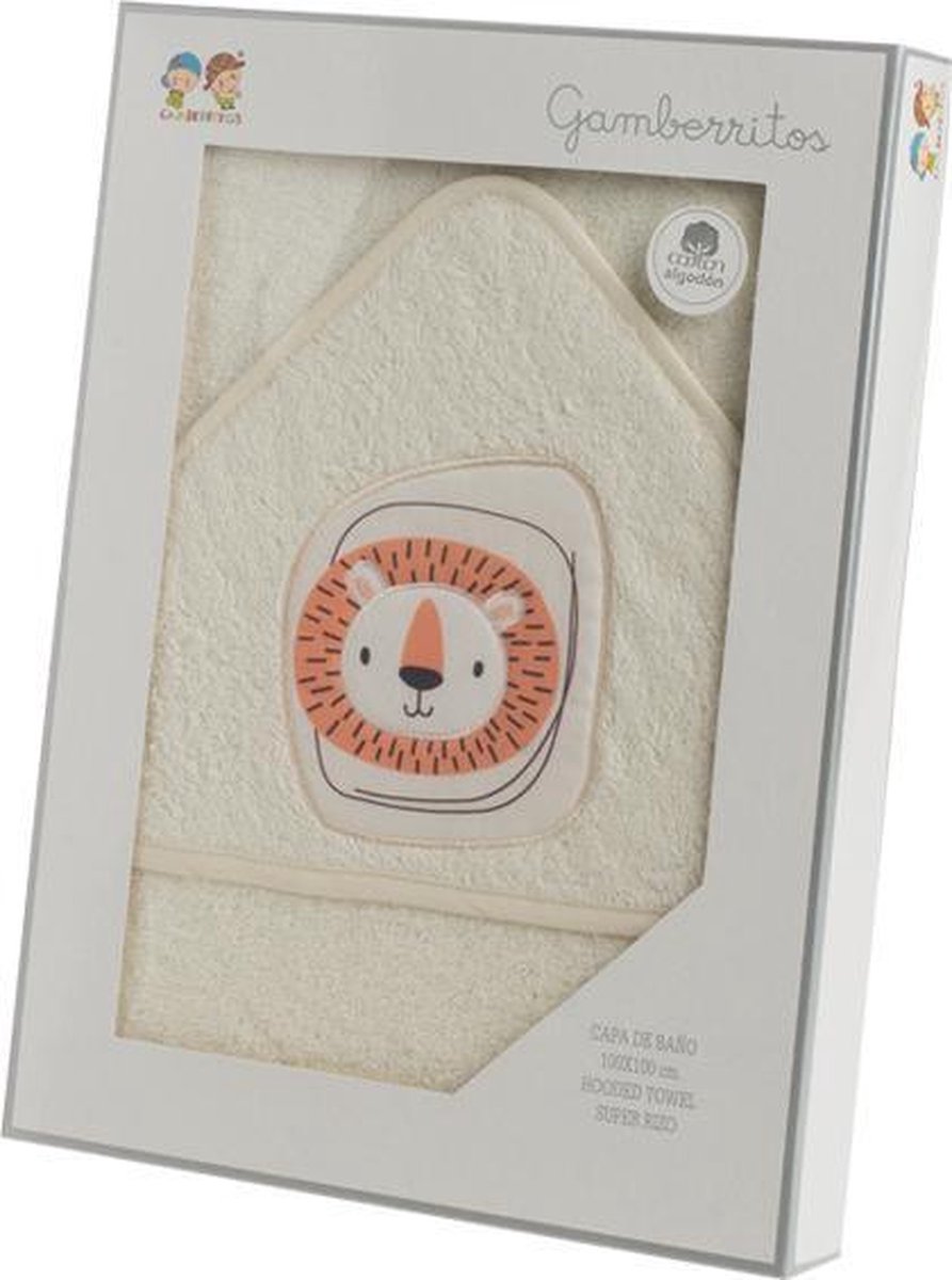 Gamberritos Badcape Leeuw 100 X 100 Cm Katoen Beige