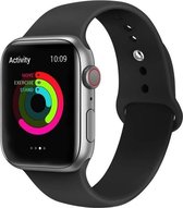 Case2go - Siliconen Bandje geschikt voor Apple Watch 42 / 44 mm - Horlogeband - Smartwatchbandje - Zwart