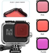 Gopro hero 8 waterdichte case + 3 filters - shockbestendig -  action cam accessoires - Action camera