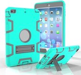 Voor iPad Mini 5/4 schokbestendige pc + siliconen beschermhoes, met houder (groen grijs)