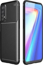 Voor Huawei Y7a / P smart 2021 koolstofvezel textuur schokbestendig TPU-hoesje (zwart)