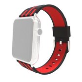 Voor Apple Watch 38 mm gestreepte siliconen horlogeband met connector (zwart + rood)