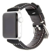 Echt lederen horlogeband voor Apple Watch Series 6 & SE & 5 & 4 40 mm / 3 & 2 & 1 38 mm (mat zwart)