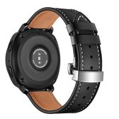 22 mm voor Huawei Watch GT2e / GT2 46 mm lederen vlinder gesp riem zilveren gesp (zwart)