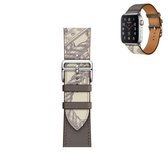 Voor Apple Watch Series 6 & SE & 5 & 4 40 mm / 3 & 2 & 1 38 mm zeefdruk patroon lederen horlogeband (grijs)