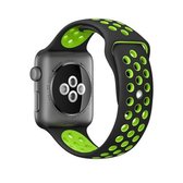 Voor Apple Watch Series 6 & SE & 5 & 4 44mm / 3 & 2 & 1 42mm Modieuze Klassieke Siliconen Sport Horlogeband (Zwart Groen)