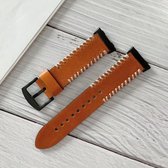 Voor OPPO horloge 46 mm visgraten handhechting lederen vervangende band horlogeband (bruin)