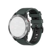 Voor Garmin Fenix 6 siliconen tweekleurige band (olijfgroen zwart)